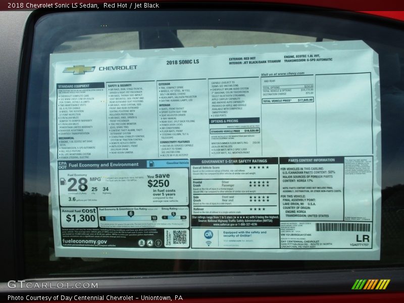 Red Hot / Jet Black 2018 Chevrolet Sonic LS Sedan