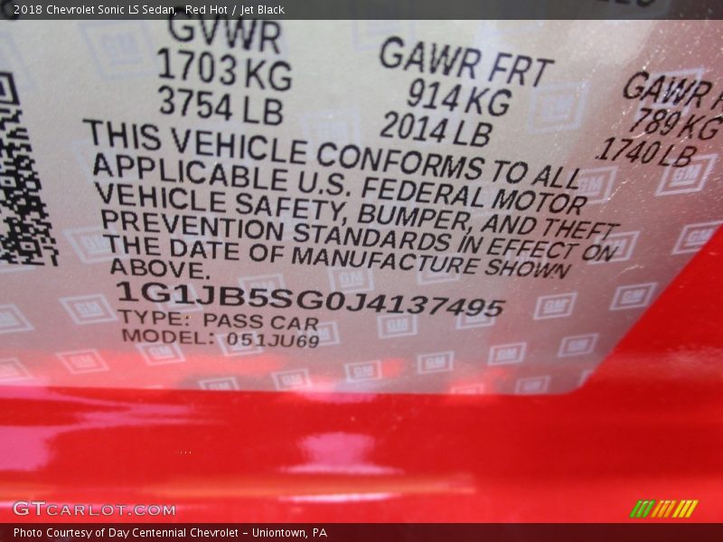 Red Hot / Jet Black 2018 Chevrolet Sonic LS Sedan