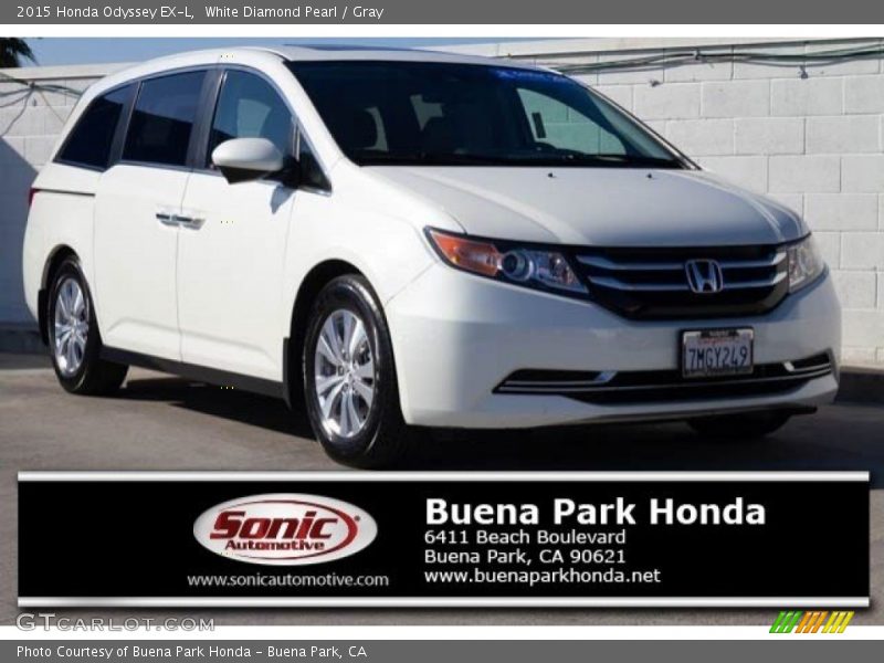 White Diamond Pearl / Gray 2015 Honda Odyssey EX-L