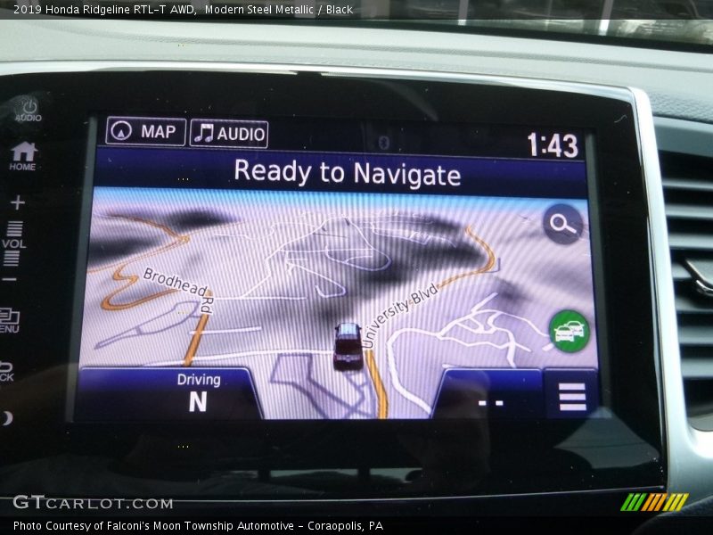 Modern Steel Metallic / Black 2019 Honda Ridgeline RTL-T AWD