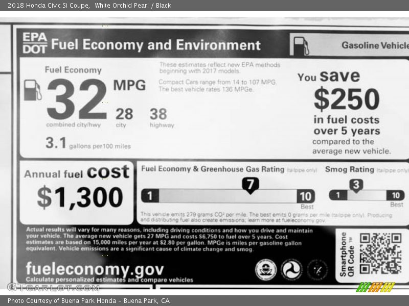 White Orchid Pearl / Black 2018 Honda Civic Si Coupe