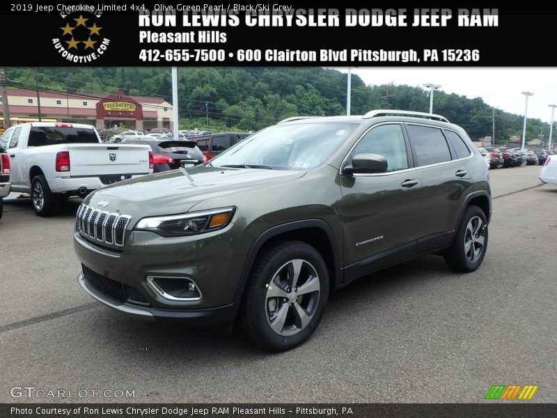 Olive Green Pearl / Black/Ski Grey 2019 Jeep Cherokee Limited 4x4