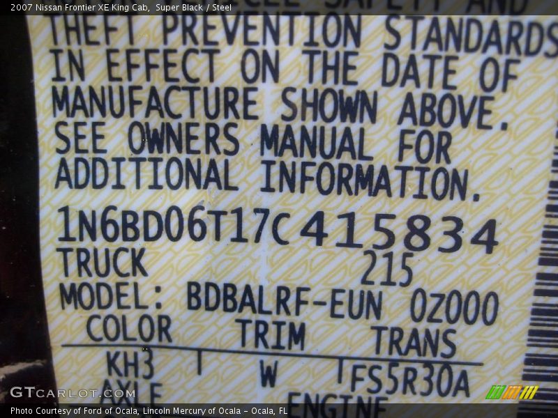 Super Black / Steel 2007 Nissan Frontier XE King Cab