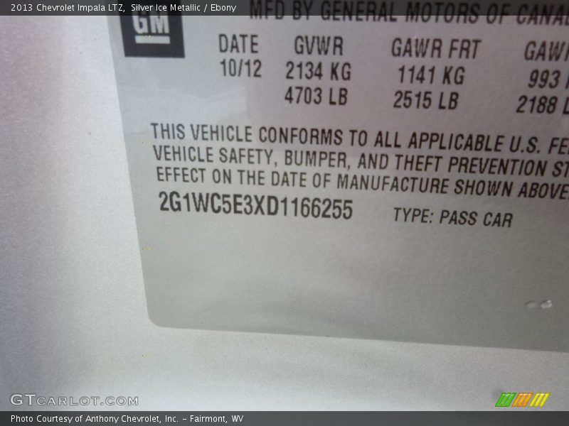 Silver Ice Metallic / Ebony 2013 Chevrolet Impala LTZ