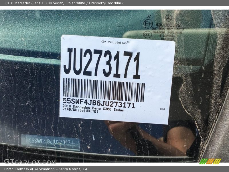 Polar White / Cranberry Red/Black 2018 Mercedes-Benz C 300 Sedan