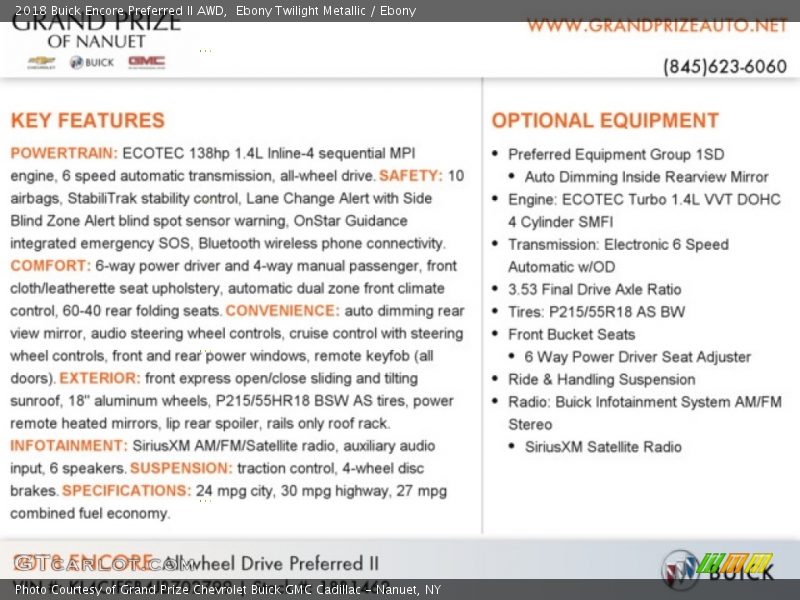Ebony Twilight Metallic / Ebony 2018 Buick Encore Preferred II AWD