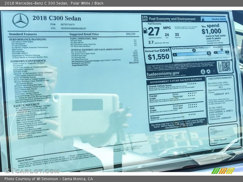 Polar White / Black 2018 Mercedes-Benz C 300 Sedan