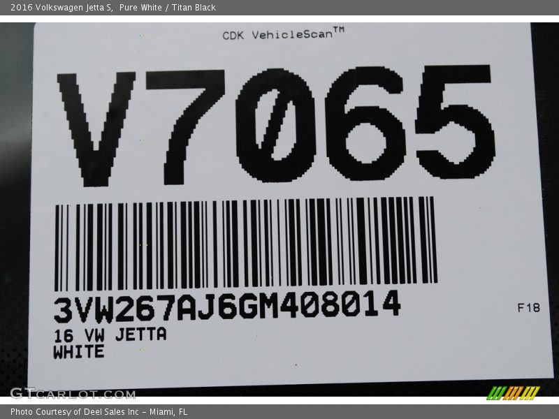 Pure White / Titan Black 2016 Volkswagen Jetta S
