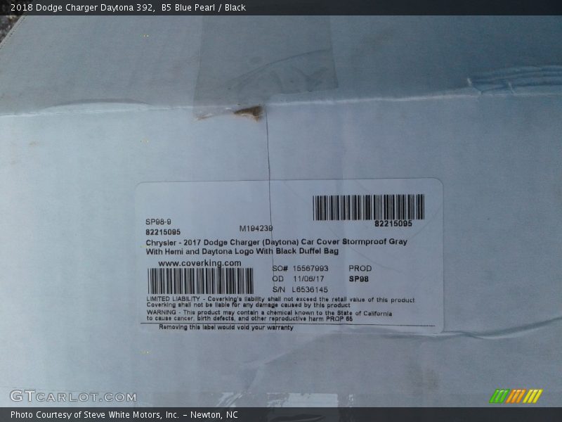 B5 Blue Pearl / Black 2018 Dodge Charger Daytona 392