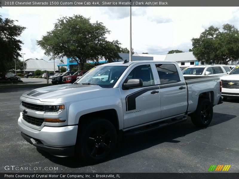 Silver Ice Metallic / Dark Ash/Jet Black 2018 Chevrolet Silverado 1500 Custom Crew Cab 4x4