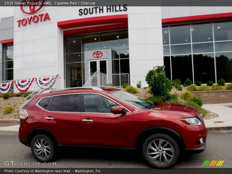 Cayenne Red / Charcoal 2015 Nissan Rogue SL AWD