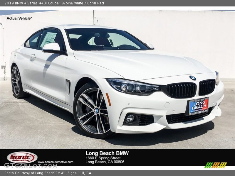 Alpine White / Coral Red 2019 BMW 4 Series 440i Coupe
