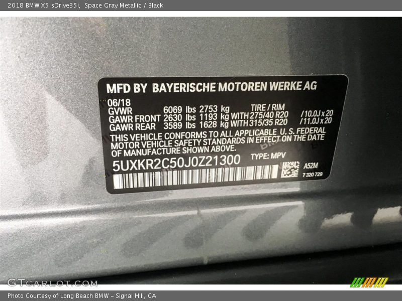 Space Gray Metallic / Black 2018 BMW X5 sDrive35i