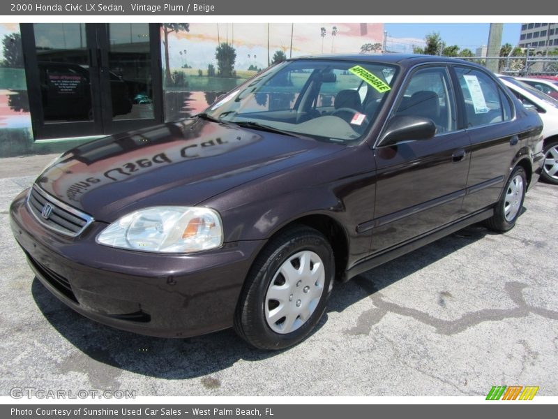 Vintage Plum / Beige 2000 Honda Civic LX Sedan