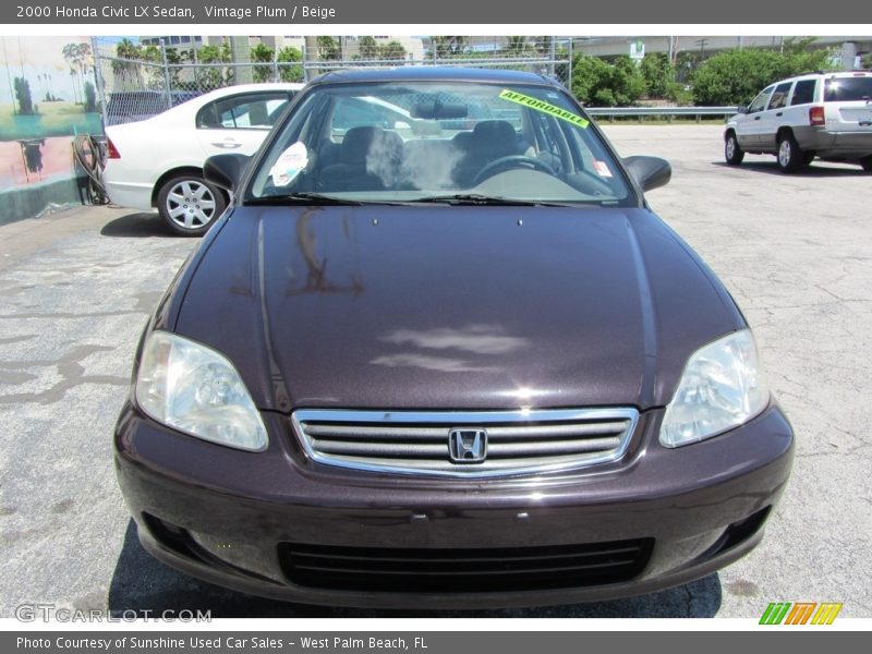 Vintage Plum / Beige 2000 Honda Civic LX Sedan