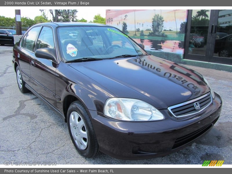 Vintage Plum / Beige 2000 Honda Civic LX Sedan