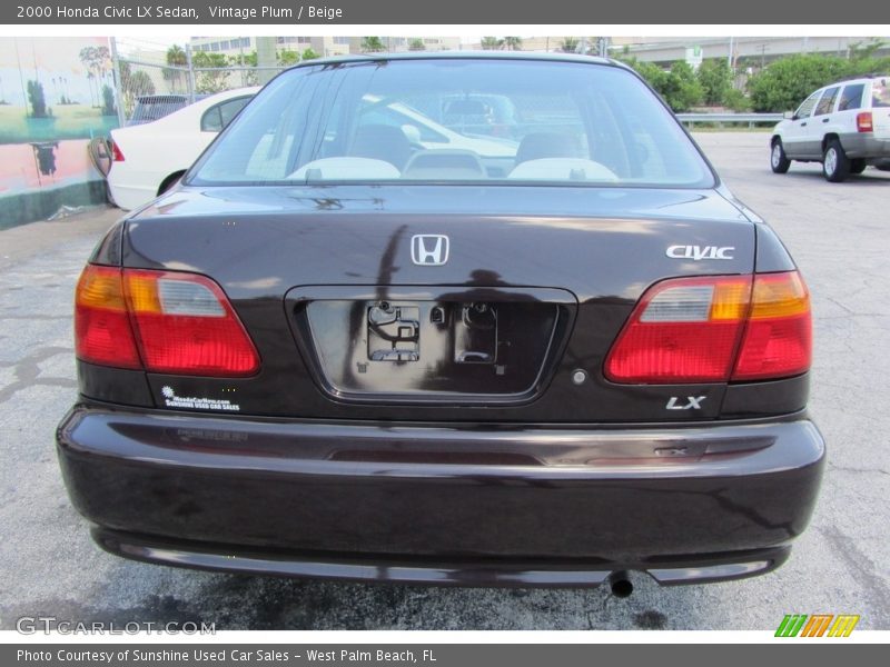 Vintage Plum / Beige 2000 Honda Civic LX Sedan