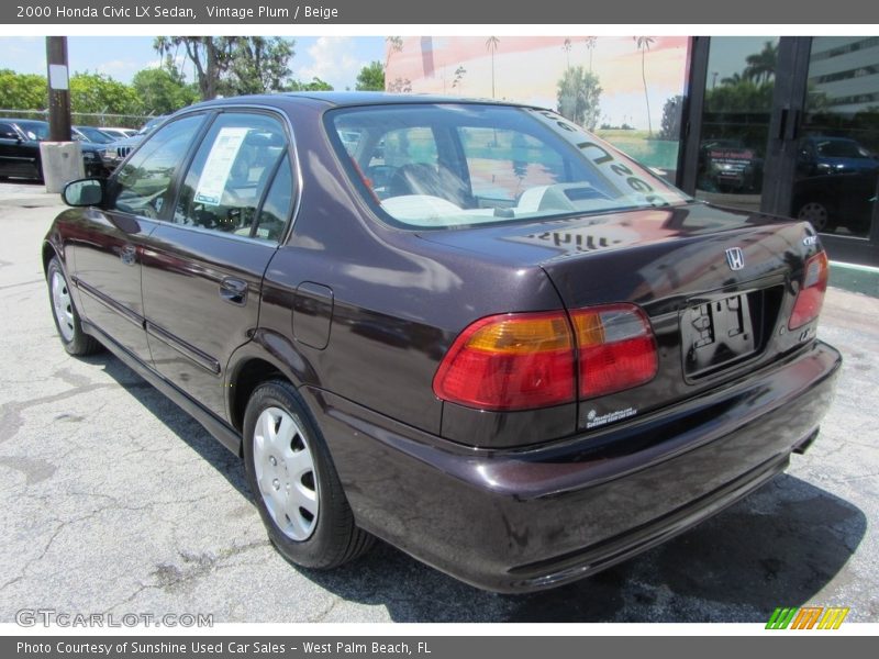 Vintage Plum / Beige 2000 Honda Civic LX Sedan