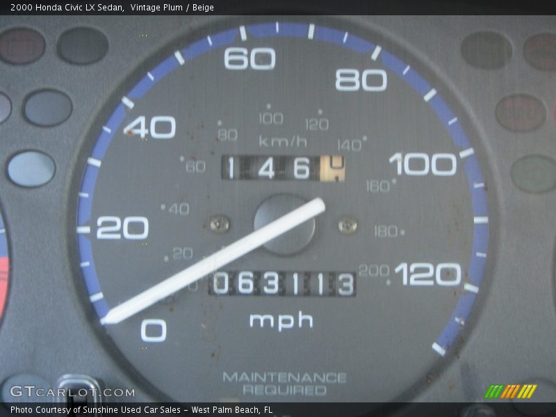 Vintage Plum / Beige 2000 Honda Civic LX Sedan