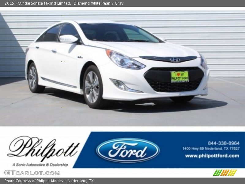 Diamond White Pearl / Gray 2015 Hyundai Sonata Hybrid Limited