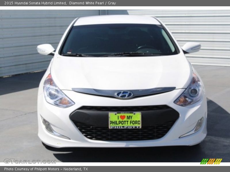 Diamond White Pearl / Gray 2015 Hyundai Sonata Hybrid Limited