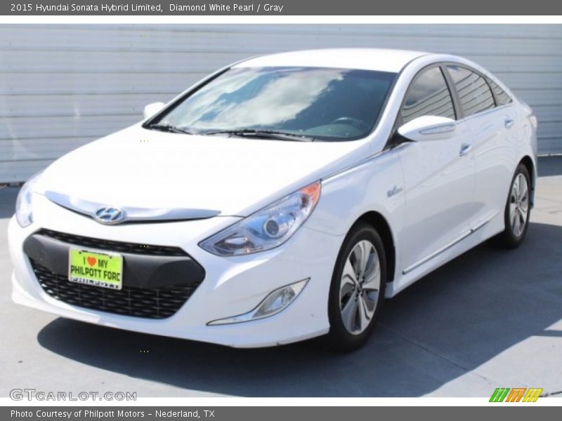 Diamond White Pearl / Gray 2015 Hyundai Sonata Hybrid Limited