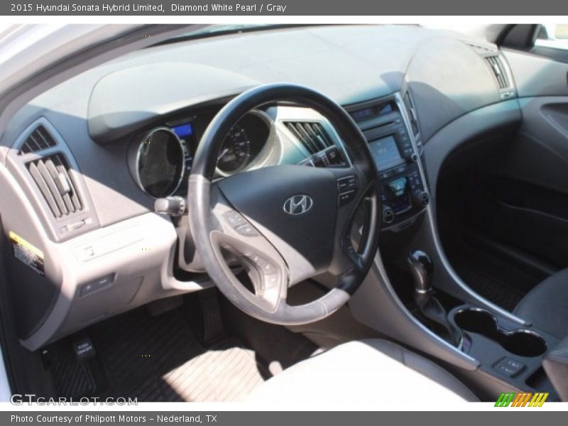 Diamond White Pearl / Gray 2015 Hyundai Sonata Hybrid Limited