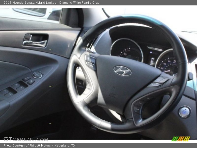 Diamond White Pearl / Gray 2015 Hyundai Sonata Hybrid Limited
