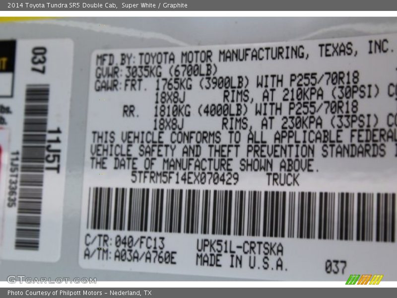 Super White / Graphite 2014 Toyota Tundra SR5 Double Cab