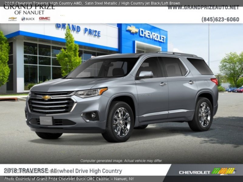 Satin Steel Metallic / High Country Jet Black/Loft Brown 2018 Chevrolet Traverse High Country AWD
