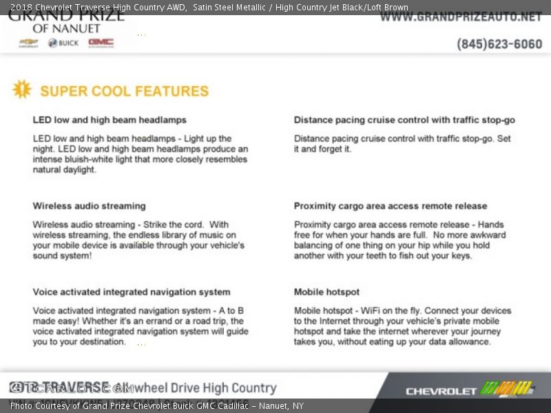Satin Steel Metallic / High Country Jet Black/Loft Brown 2018 Chevrolet Traverse High Country AWD