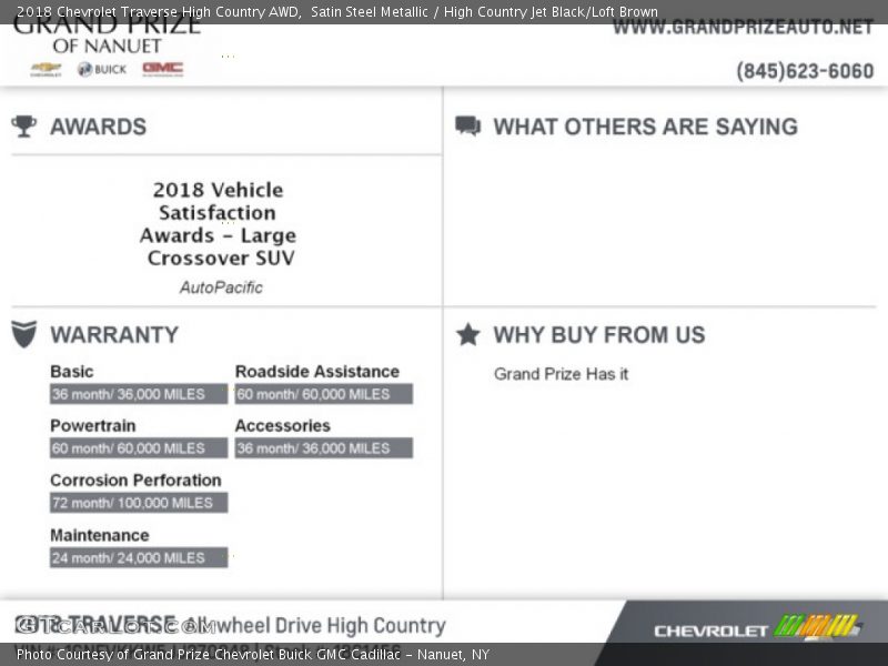 Satin Steel Metallic / High Country Jet Black/Loft Brown 2018 Chevrolet Traverse High Country AWD