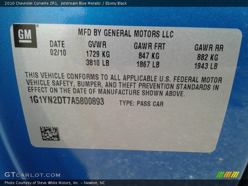 Jetstream Blue Metallic / Ebony Black 2010 Chevrolet Corvette ZR1