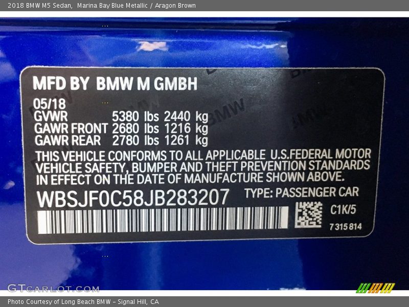 2018 M5 Sedan Marina Bay Blue Metallic Color Code C1K
