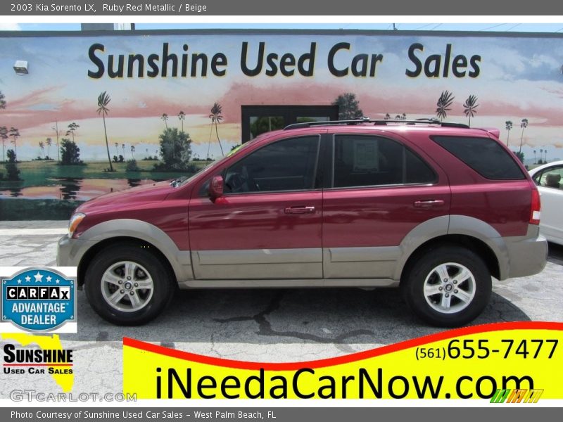 Ruby Red Metallic / Beige 2003 Kia Sorento LX