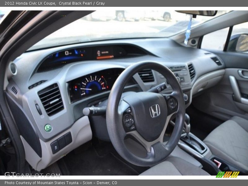 Crystal Black Pearl / Gray 2012 Honda Civic LX Coupe
