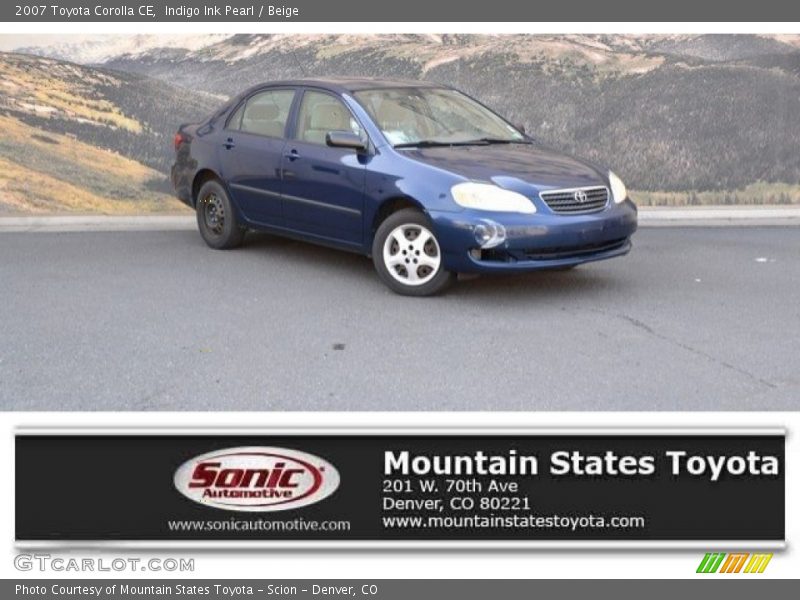 Indigo Ink Pearl / Beige 2007 Toyota Corolla CE