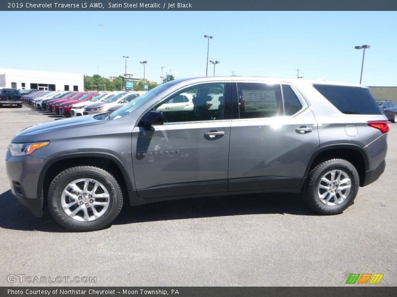 Satin Steel Metallic / Jet Black 2019 Chevrolet Traverse LS AWD