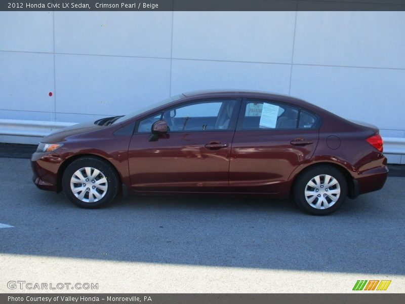 Crimson Pearl / Beige 2012 Honda Civic LX Sedan