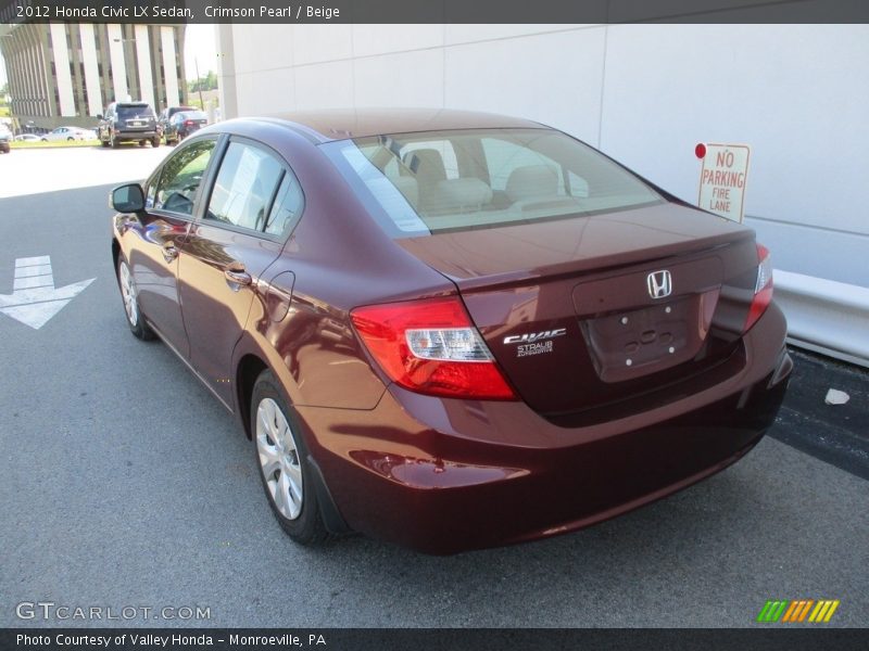 Crimson Pearl / Beige 2012 Honda Civic LX Sedan