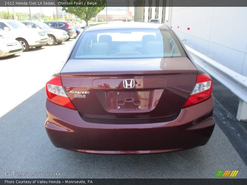 Crimson Pearl / Beige 2012 Honda Civic LX Sedan