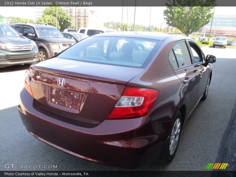 Crimson Pearl / Beige 2012 Honda Civic LX Sedan