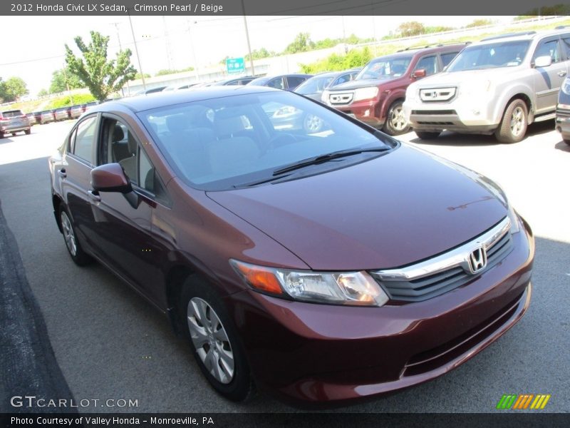 Crimson Pearl / Beige 2012 Honda Civic LX Sedan