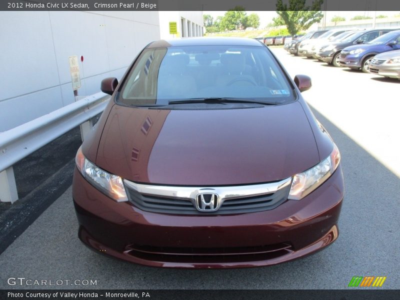 Crimson Pearl / Beige 2012 Honda Civic LX Sedan