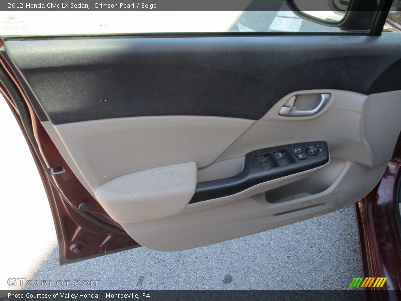 Crimson Pearl / Beige 2012 Honda Civic LX Sedan