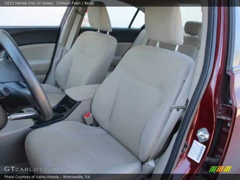 Crimson Pearl / Beige 2012 Honda Civic LX Sedan