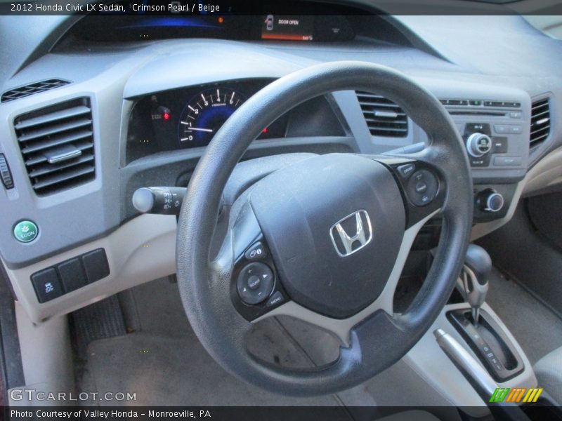 Crimson Pearl / Beige 2012 Honda Civic LX Sedan