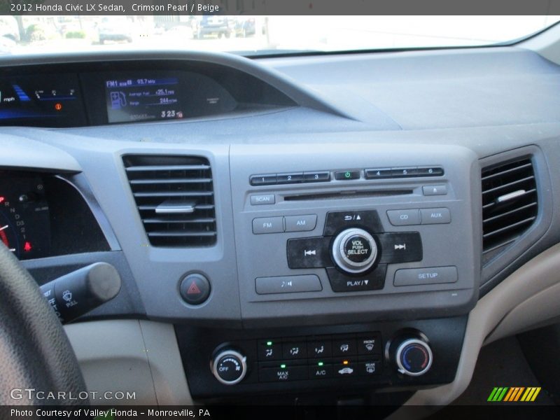 Crimson Pearl / Beige 2012 Honda Civic LX Sedan