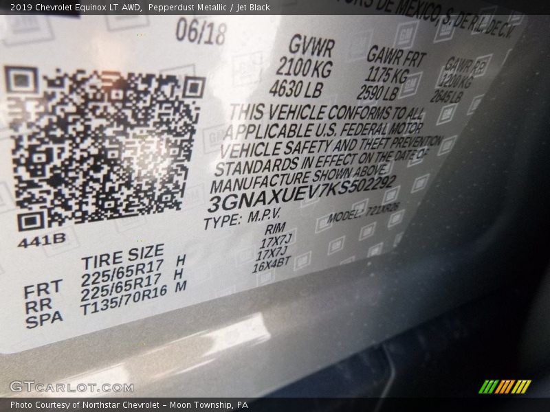 Pepperdust Metallic / Jet Black 2019 Chevrolet Equinox LT AWD