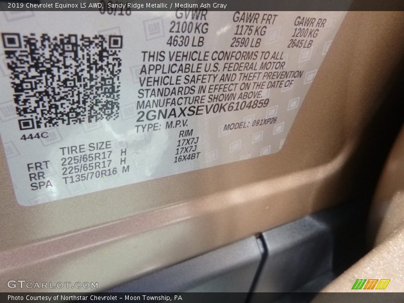 Sandy Ridge Metallic / Medium Ash Gray 2019 Chevrolet Equinox LS AWD